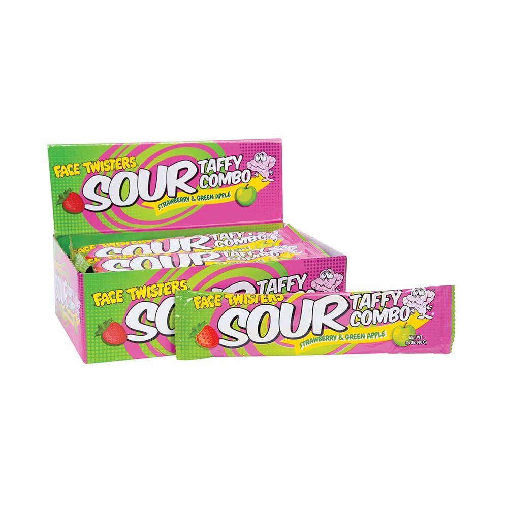 Face Twisters - Sour Taffy Strawberry & Green Apple - 40g - Sugar Daddy's